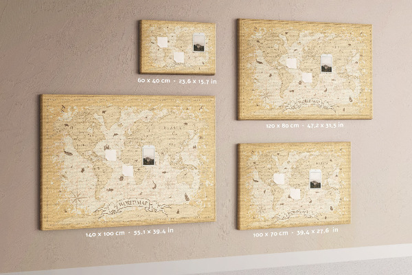 Tablica korkowa Starożytna mapa świata z detalami geograficznymi