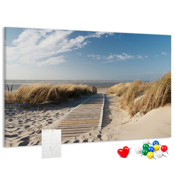 Tablica korkowa ozdobna Spacer po plaży w letnim słońcu