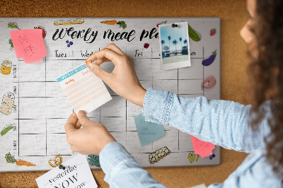 Tablica korkowa z nadrukiem Plan posiłków na cały tydzień