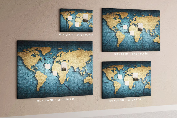 Tablica korkowa ozdobna Starożytna mapa świata z kompasem