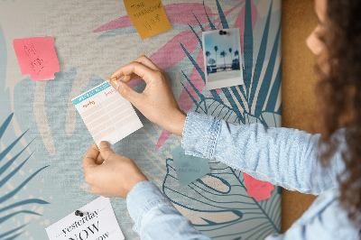 Tablica korkowa ozdobna Tropikalny wzór liści w pastelowych kolorach