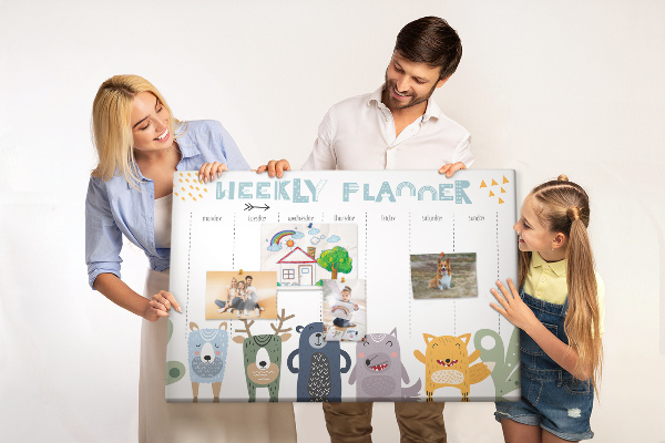 Tablica korkowa z nadrukiem Kolorowy planner tygodniowy z zwierzętami