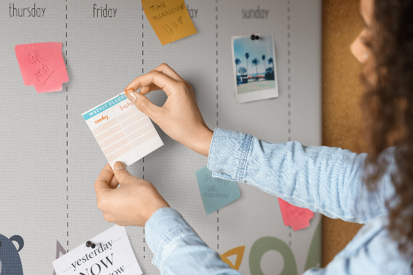 Tablica korkowa z nadrukiem Kolorowy planner tygodniowy z zwierzętami