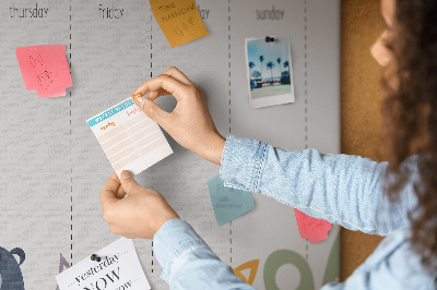 Tablica korkowa z nadrukiem Kolorowy planner tygodniowy z zwierzętami