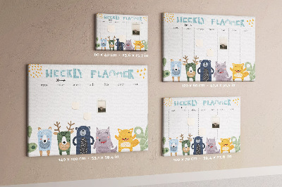 Tablica korkowa z nadrukiem Kolorowy planner tygodniowy z zwierzętami