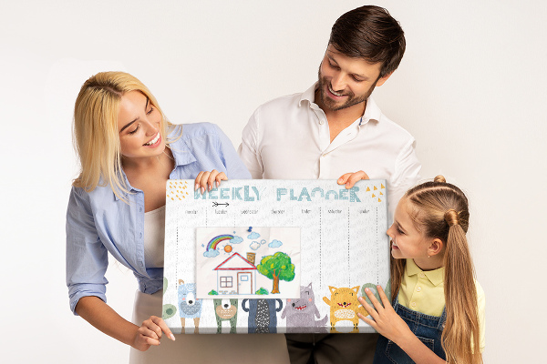 Tablica korkowa z nadrukiem Kolorowy planner tygodniowy z zwierzętami