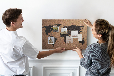 Tablica korkowa ozdobna Mapa świata na korkowej tablicy.