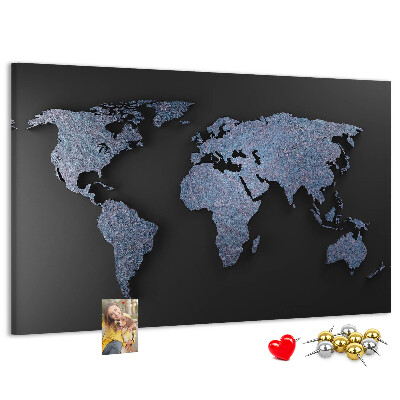 Tablica korkowa Mapa świata w odcieniach niebieskiego.