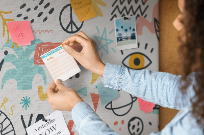 Tablica korkowa ozdobna Radosne wzory z motywami zwierzęcymi i tekstami