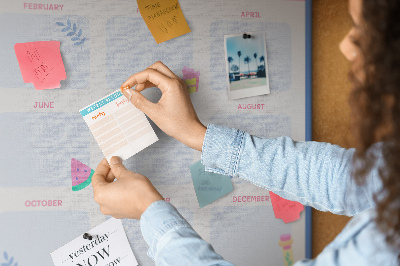 Tablica korkowa z nadrukiem Kolorowy roczny planner z motywem owoców