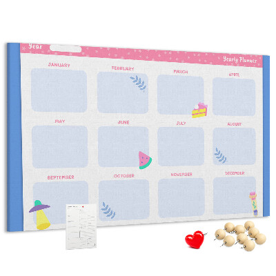 Tablica korkowa z nadrukiem Kolorowy roczny planner z motywem owoców
