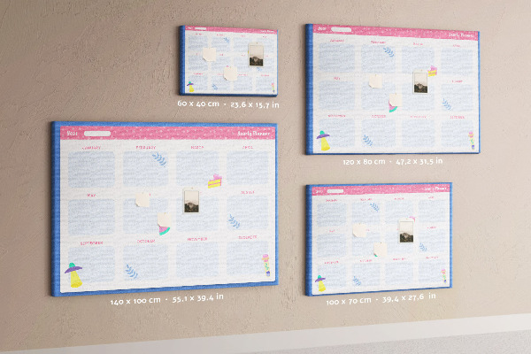Tablica korkowa z nadrukiem Kolorowy roczny planner z motywem owoców