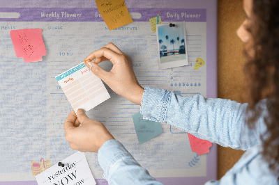 Tablica korkowa z nadrukiem Planer tygodniowy z kolorowymi akcentami