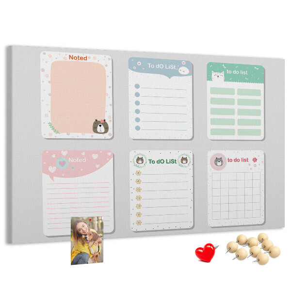 Tablica korkowa ozdobna Kolorowe notatniki z motywem zwierząt.