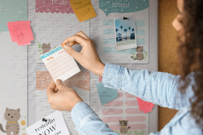 Tablica korkowa Urocze kotki na kolorowych notatkach