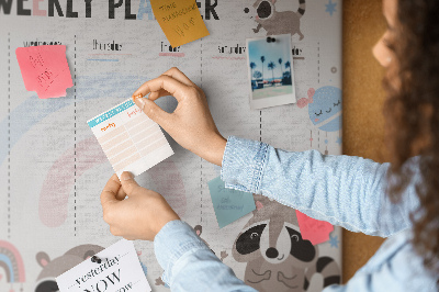 Tablica korkowa ozdobna Planer tygodniowy z wesołymi szopami