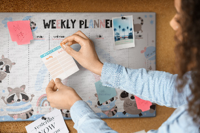 Tablica korkowa ozdobna Planer tygodniowy z wesołymi szopami