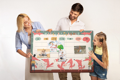 Tablica korkowa z nadrukiem Zwierzęta w stylu retro na plannerze tygodniowym