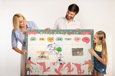 Tablica korkowa z nadrukiem Zwierzęta w stylu retro na plannerze tygodniowym