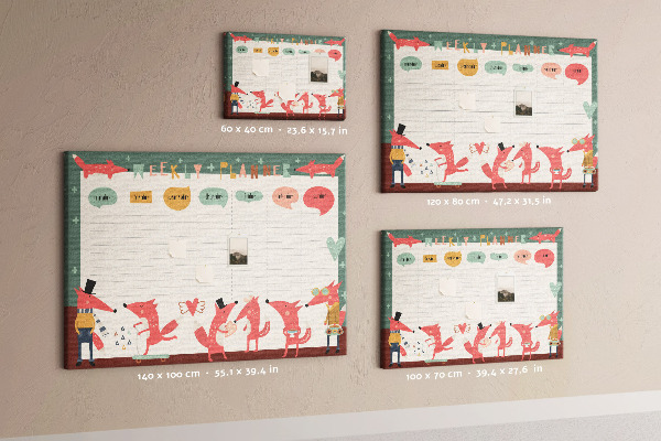 Tablica korkowa z nadrukiem Zwierzęta w stylu retro na plannerze tygodniowym