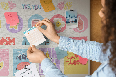 Tablica korkowa ozdobna Kolorowe motywy z pozytywnymi hasłami