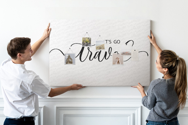 Tablica korkowa Podróżnicze inspiracje w eleganckim stylu
