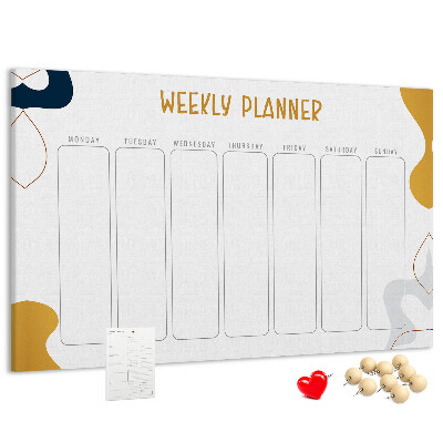 Tablica korkowa z nadrukiem Planer tygodniowy z abstrakcyjnym wzorem kolorowym