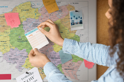 Tablica korkowa Mapa Polski z kolorowymi województwami