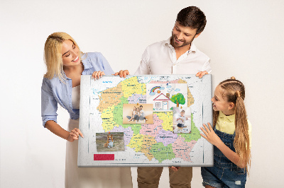Tablica korkowa Mapa Polski z kolorowymi województwami