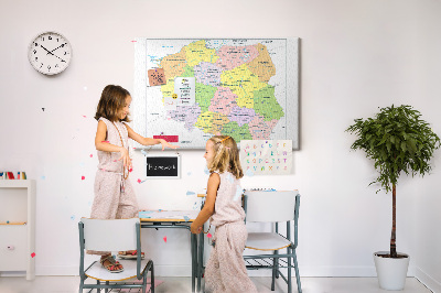 Tablica korkowa Mapa Polski z kolorowymi województwami