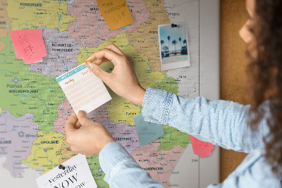 Tablica korkowa Mapa Polski z kolorowymi województwami