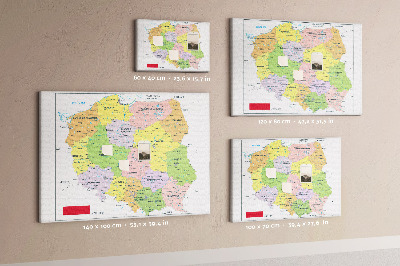Tablica korkowa Mapa Polski z kolorowymi województwami