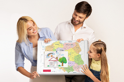 Tablica korkowa Mapa Polski z kolorowymi województwami