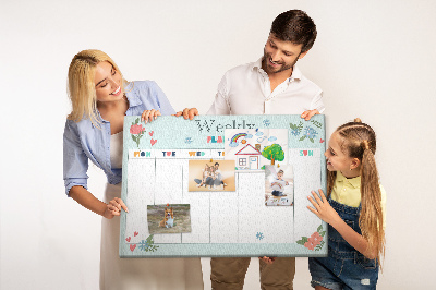 Tablica korkowa ozdobna Kwiatowy planner tygodniowy z kolorowymi detalami
