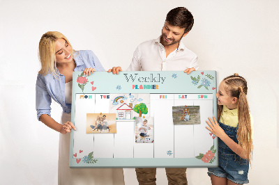 Tablica korkowa ozdobna Kwiatowy planner tygodniowy z kolorowymi detalami