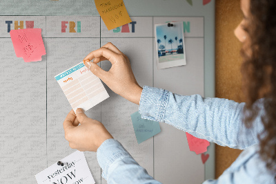 Tablica korkowa ozdobna Kwiatowy planner tygodniowy z kolorowymi detalami