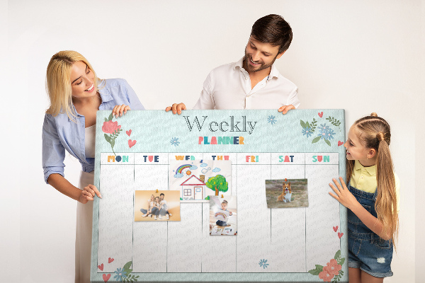 Tablica korkowa ozdobna Kwiatowy planner tygodniowy z kolorowymi detalami
