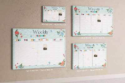 Tablica korkowa ozdobna Kwiatowy planner tygodniowy z kolorowymi detalami