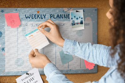 Tablica korkowa Planer tygodniowy w kosmicznym stylu