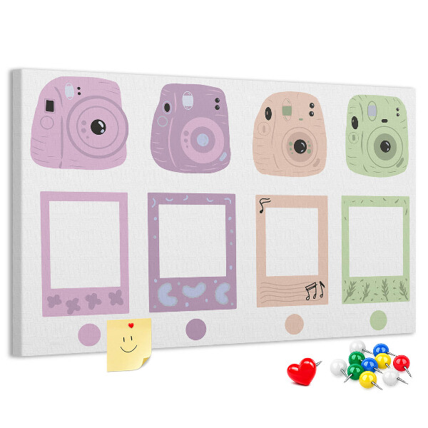 Tablica korkowa Kolorowe aparaty fotograficzne w pastelach