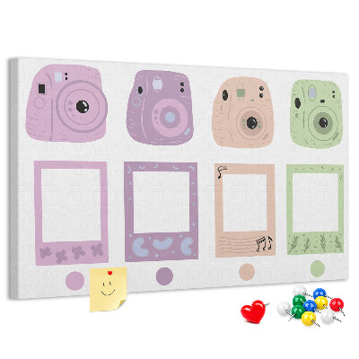 Tablica korkowa Kolorowe aparaty fotograficzne w pastelach