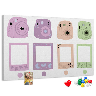 Tablica korkowa Kolorowe aparaty fotograficzne w pastelach