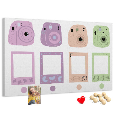 Tablica korkowa Kolorowe aparaty fotograficzne w pastelach