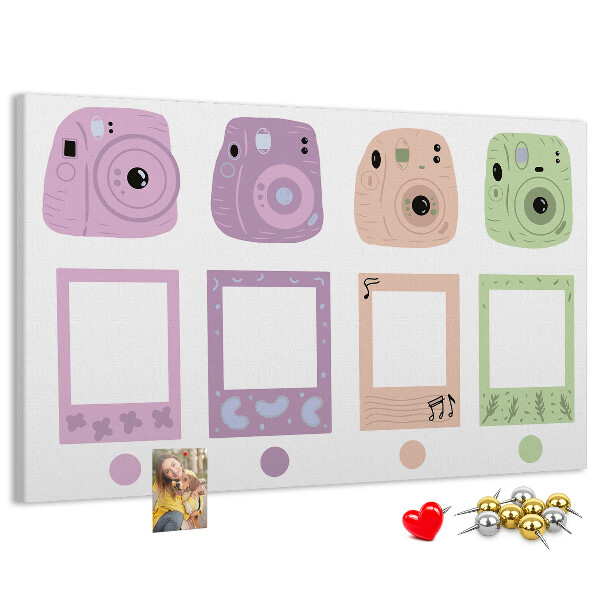 Tablica korkowa Kolorowe aparaty fotograficzne w pastelach