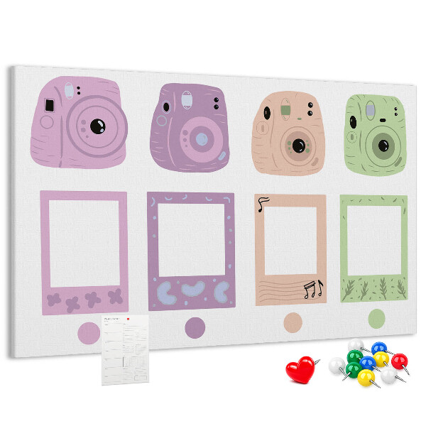 Tablica korkowa Kolorowe aparaty fotograficzne w pastelach