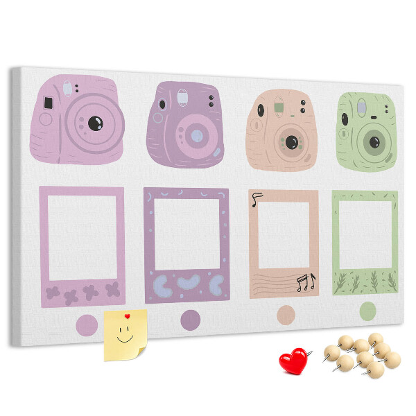 Tablica korkowa Kolorowe aparaty fotograficzne w pastelach