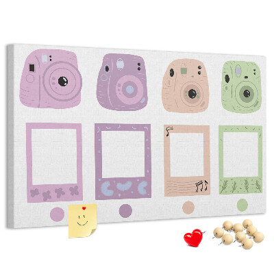 Tablica korkowa Kolorowe aparaty fotograficzne w pastelach