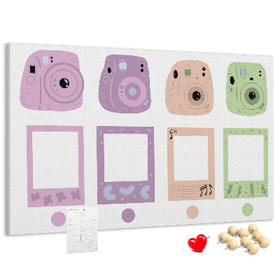 Tablica korkowa Kolorowe aparaty fotograficzne w pastelach