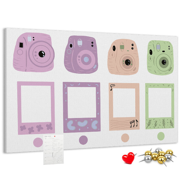 Tablica korkowa Kolorowe aparaty fotograficzne w pastelach