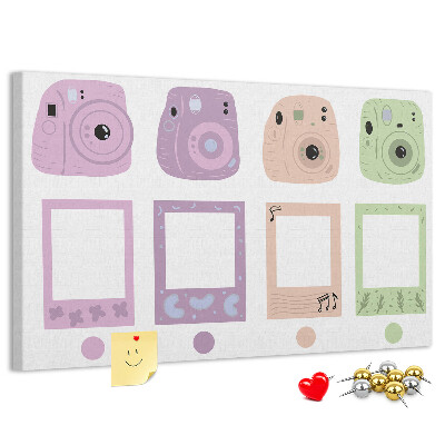 Tablica korkowa Kolorowe aparaty fotograficzne w pastelach
